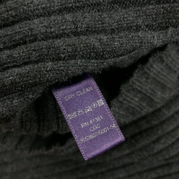 Ralph Lauren Purple Label Sweater Cashmere Ribbed V Neck Charcoal Gray Mens XL - Picture 5 of 11